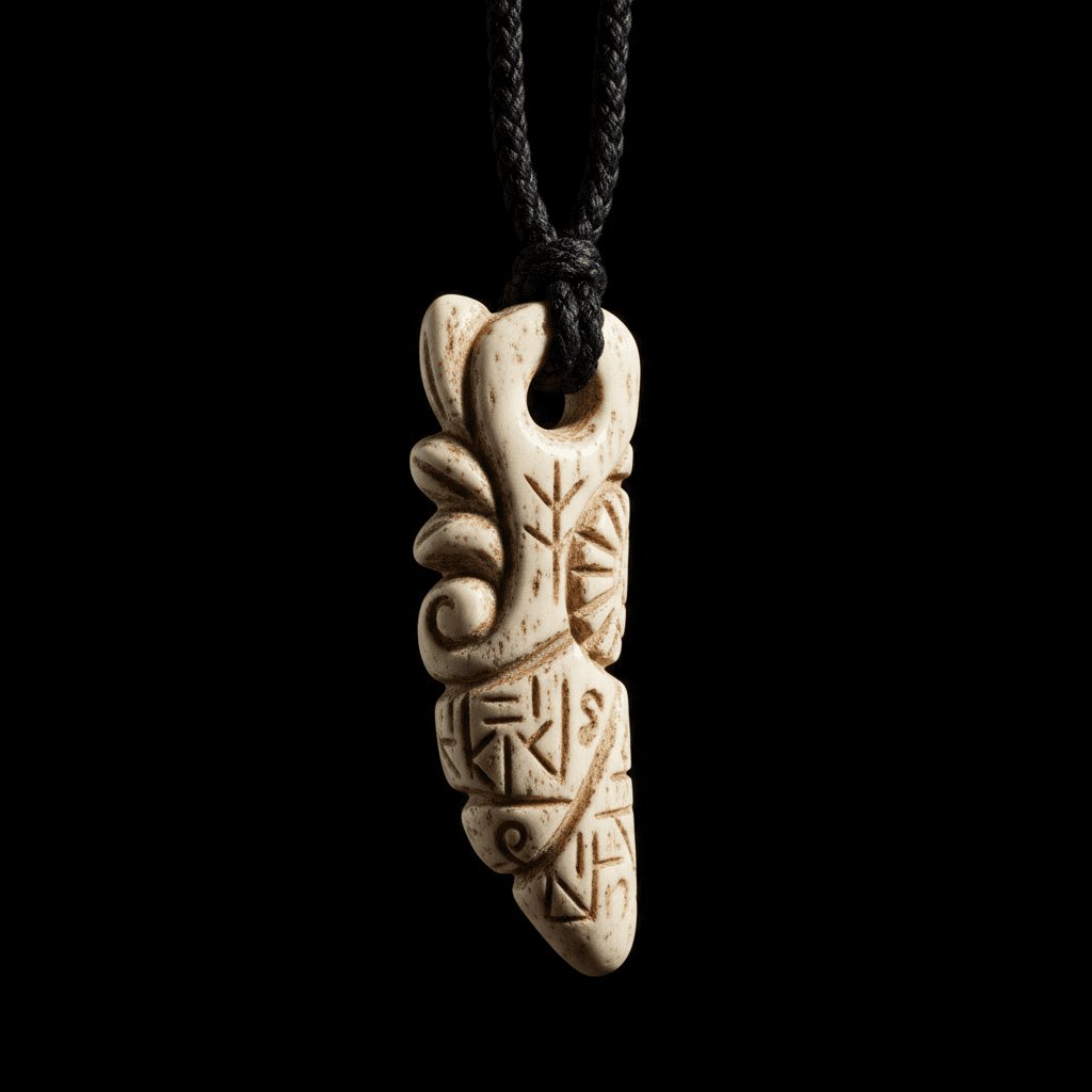Bone jewelry being worn