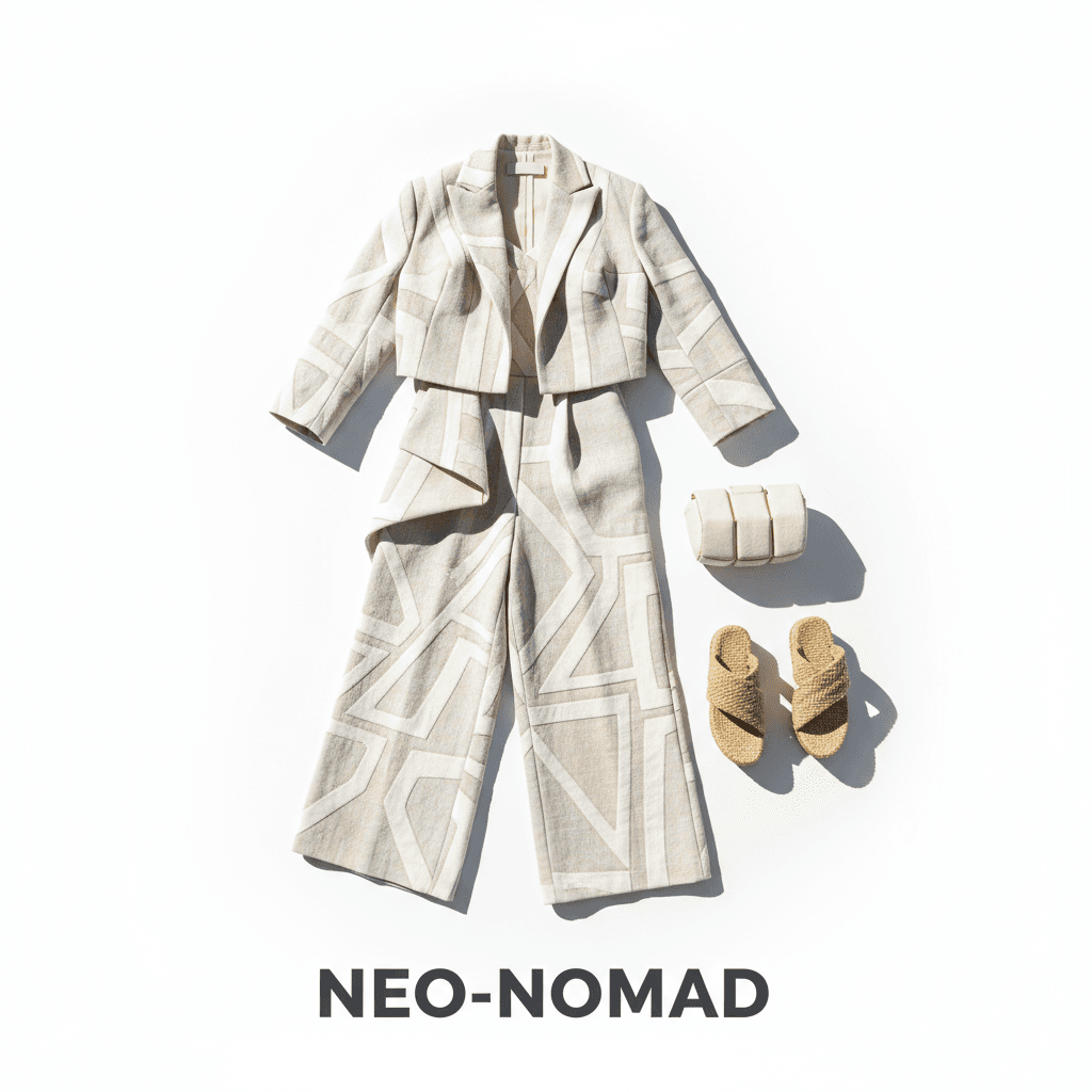 Flat lay of complete AI-generated outfit