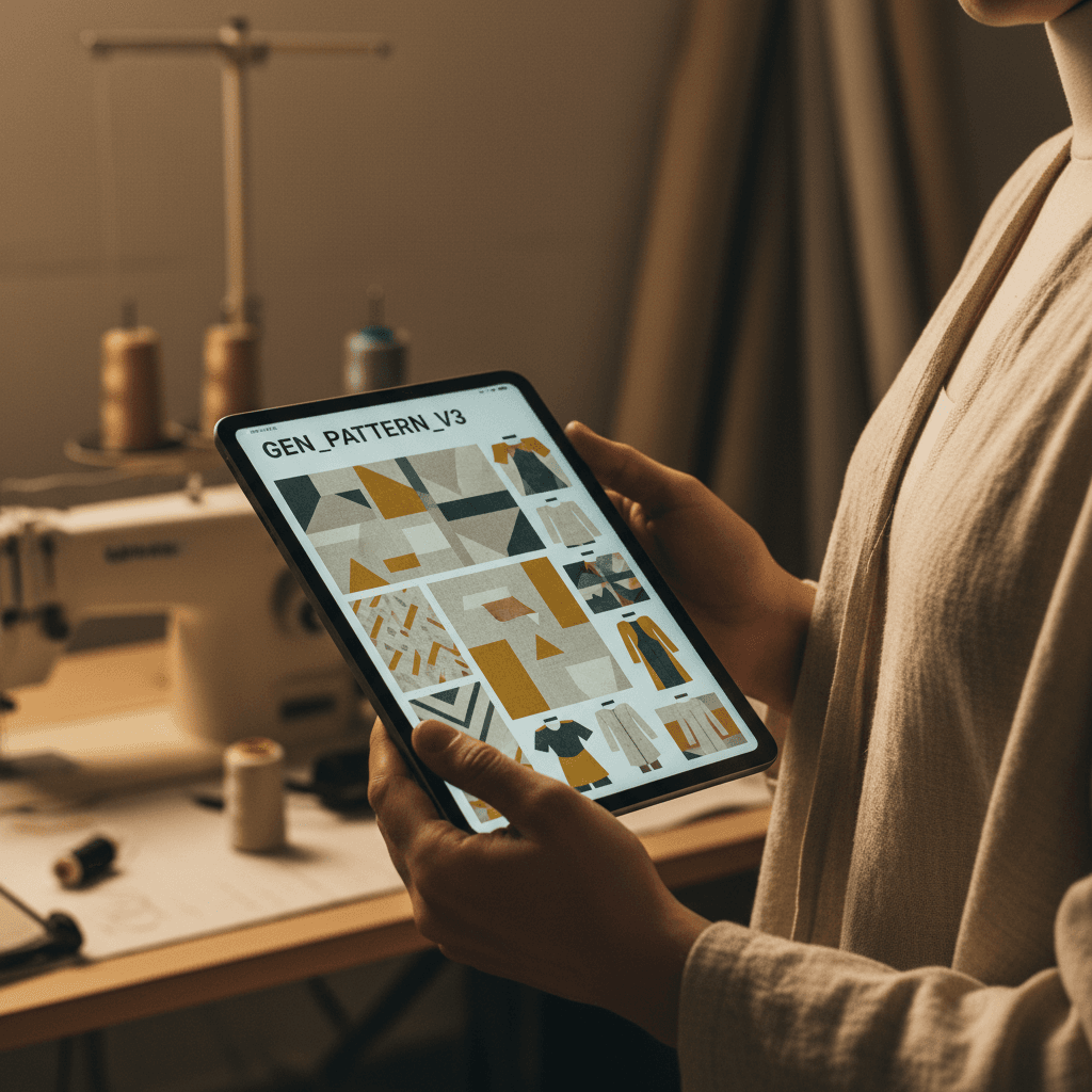 AI design mockup displayed alongside finished garment
